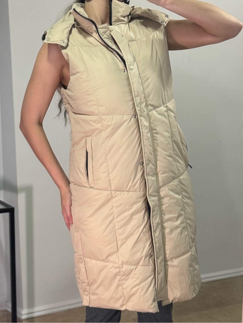 Avec Les Filles Neutral Beige Quilted Vest
